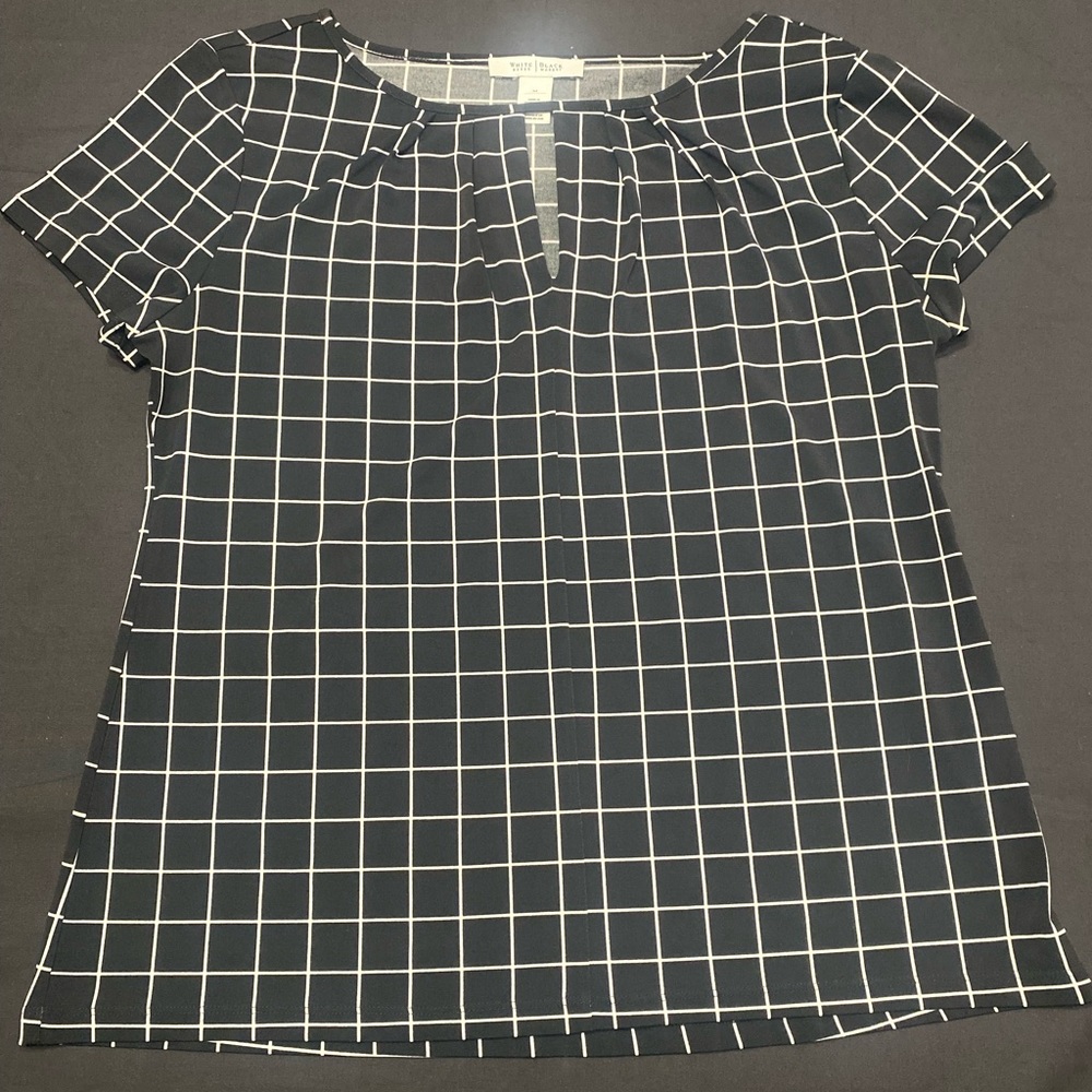 White House Black Market womens black blouse with stripe design size M